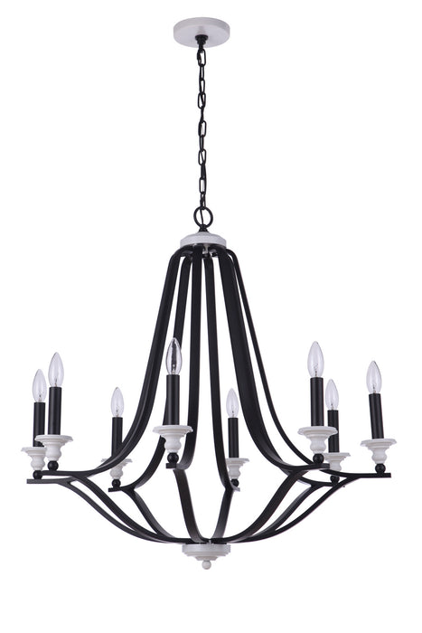 Craftmade 57628-FBMWW Eight Light Chandelier, Flat Black / Matte White