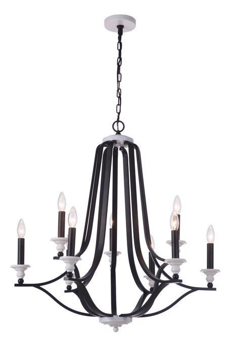 Craftmade 57629-FBMWW Nine Light Chandelier, Flat Black / Matte White