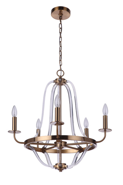 Craftmade 57725-SB Five Light Chandelier, Satin Brass