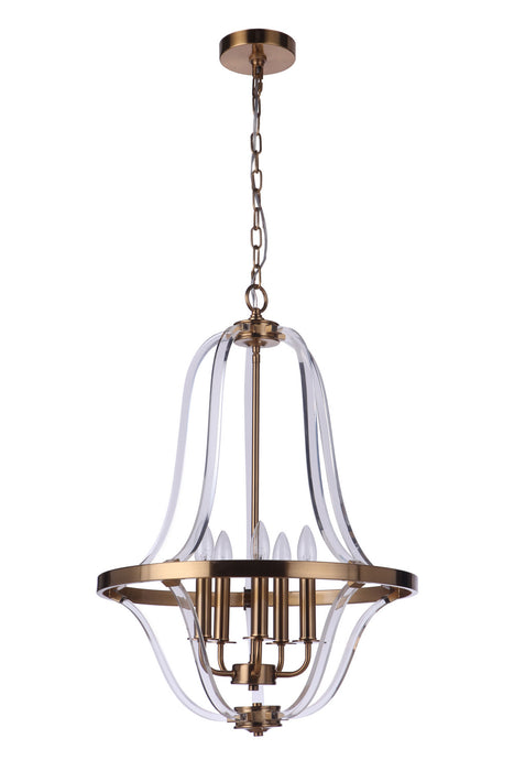 Craftmade 57735-SB Five Light Foyer Pendant, Satin Brass