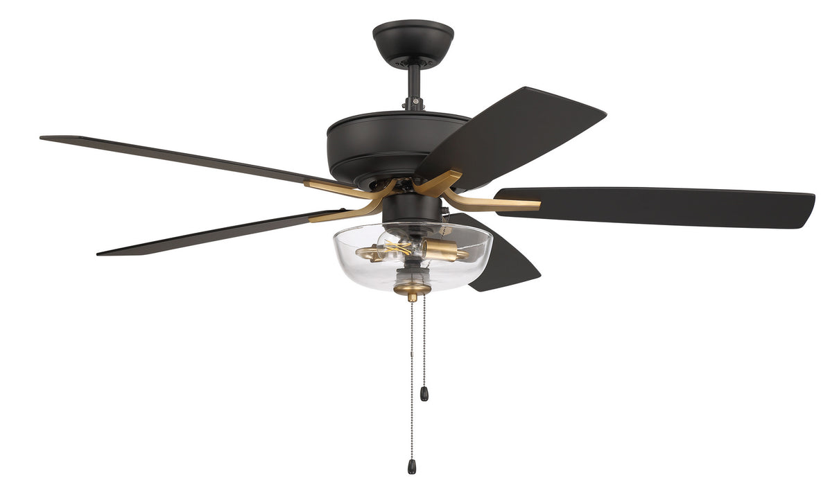 Craftmade P101FBSB5-52BWNFB 52"Ceiling Fan, Flat Black/Satin Brass