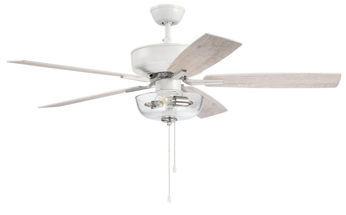 Craftmade P101WPLN5-52WWOK 52"Ceiling Fan, White/Polished Nickel