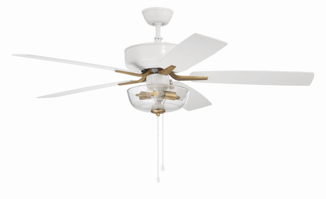 Craftmade P101WSB5-52WWOK 52"Ceiling Fan, White/Satin Brass