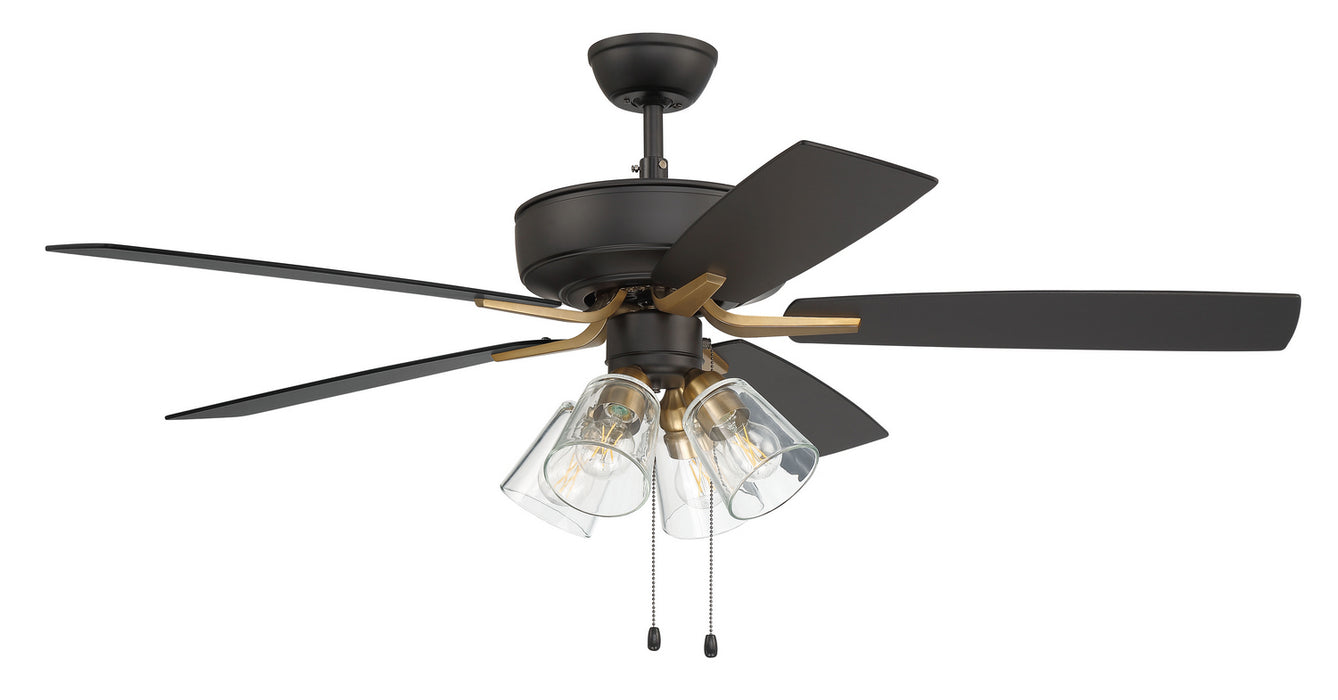 Craftmade P104FBSB5-52BWNFB 52"Ceiling Fan, Flat Black/Satin Brass