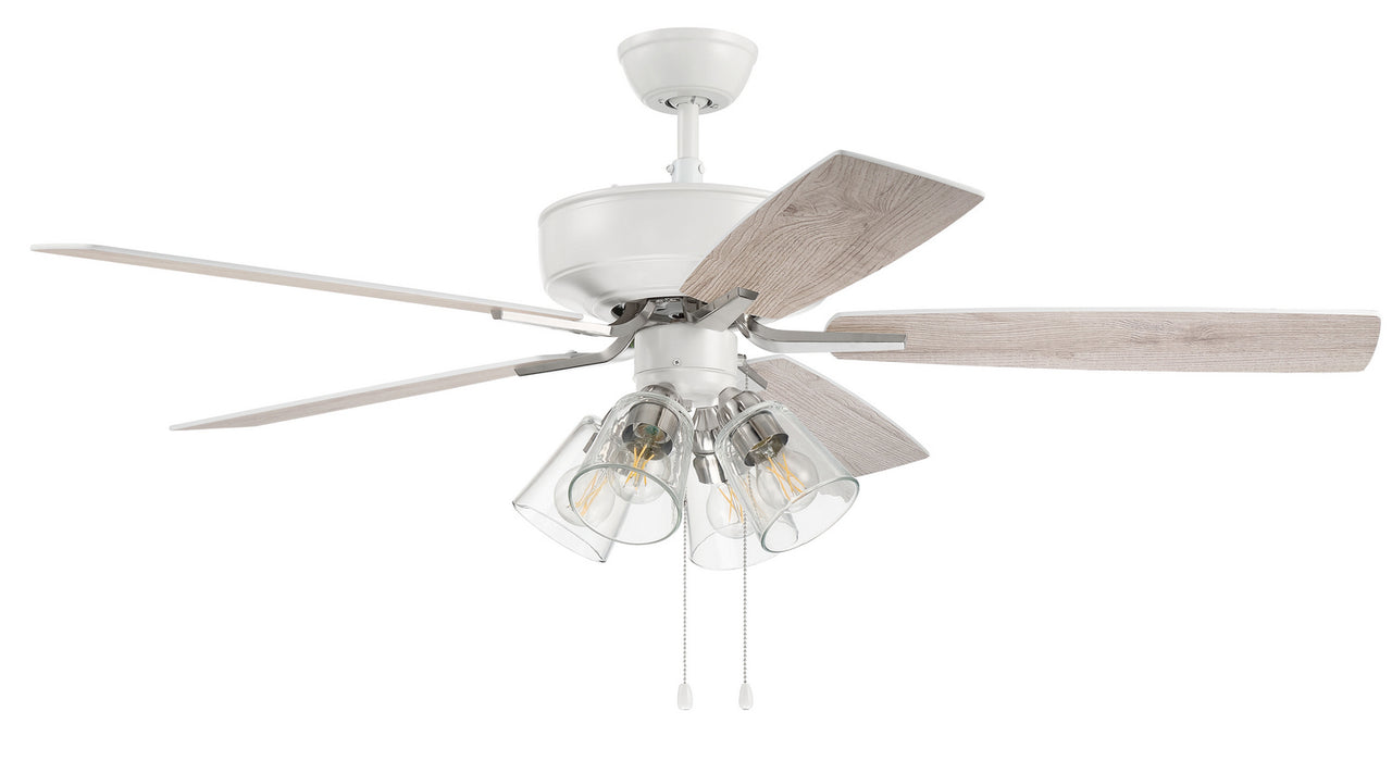 Craftmade P104WPLN5-52WWOK 52"Ceiling Fan, White/Polished Nickel
