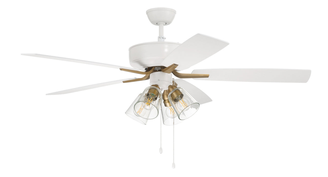 Craftmade P104WSB5-52WWOK 52"Ceiling Fan, White/Satin Brass