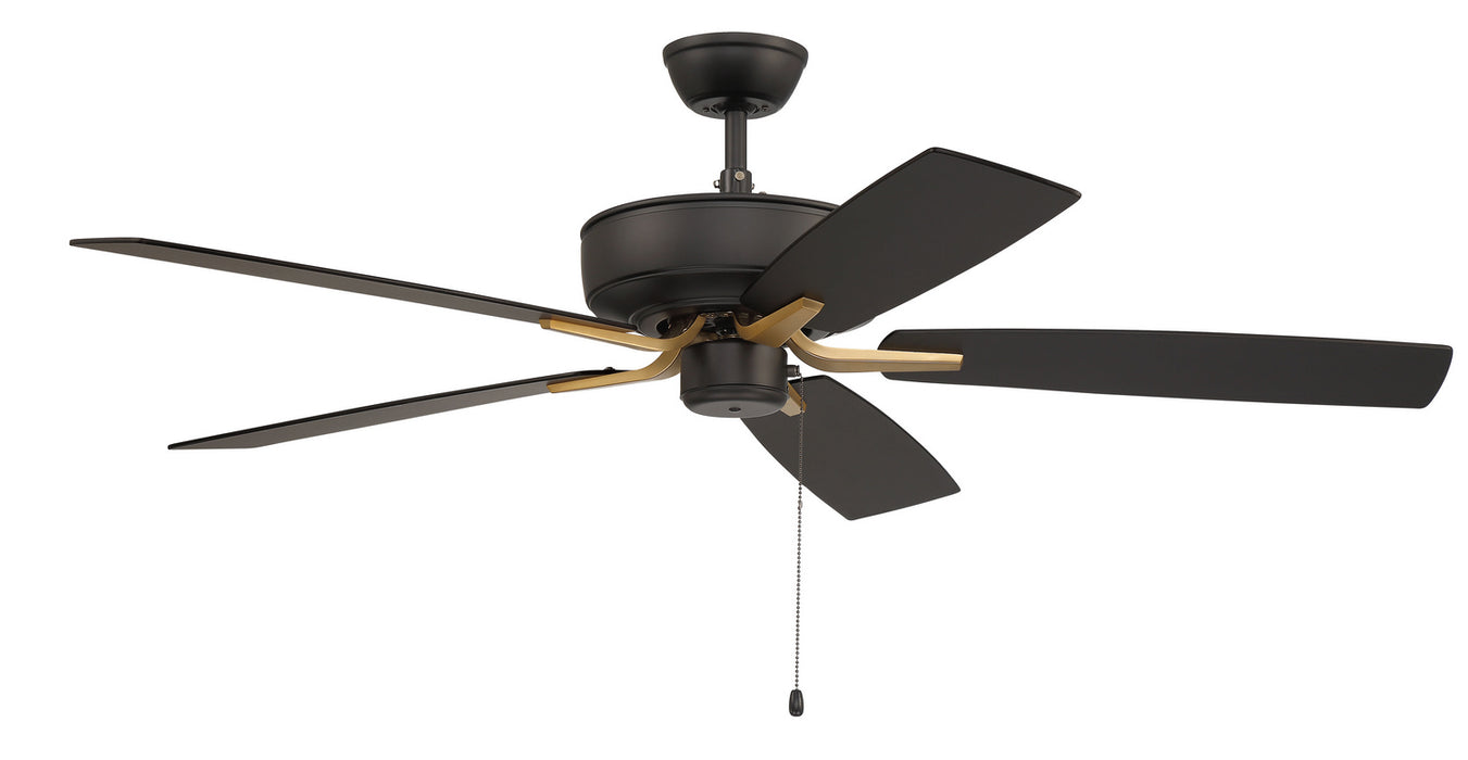 Craftmade P52FBSB5-52BWNFB 52"Ceiling Fan, Flat Black/Satin Brass