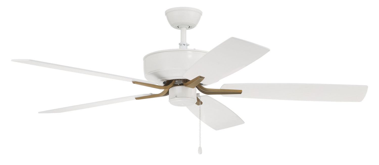 Craftmade P52WSB5-52WWOK 52"Ceiling Fan, White/Satin Brass