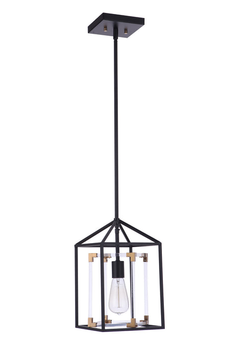 Craftmade P985FBSB1 One Light Pendant, Flat Black/Satin Brass