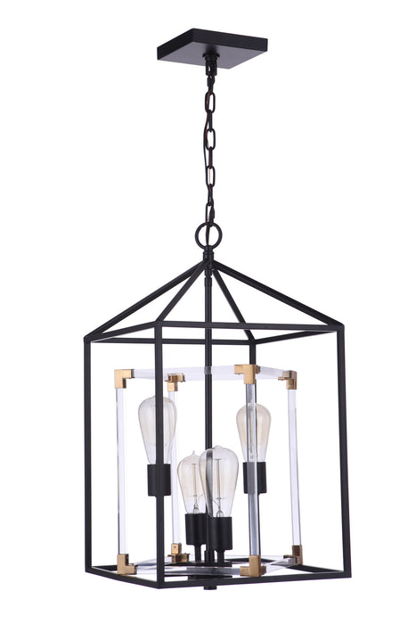 Craftmade P986FBSB4 Four Light Foyer Pendant, Flat Black/Satin Brass