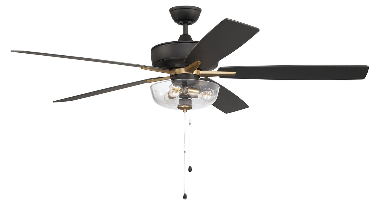 Craftmade S101FBSB5-60BWNFB 60"Ceiling Fan, Flat Black/Satin Brass