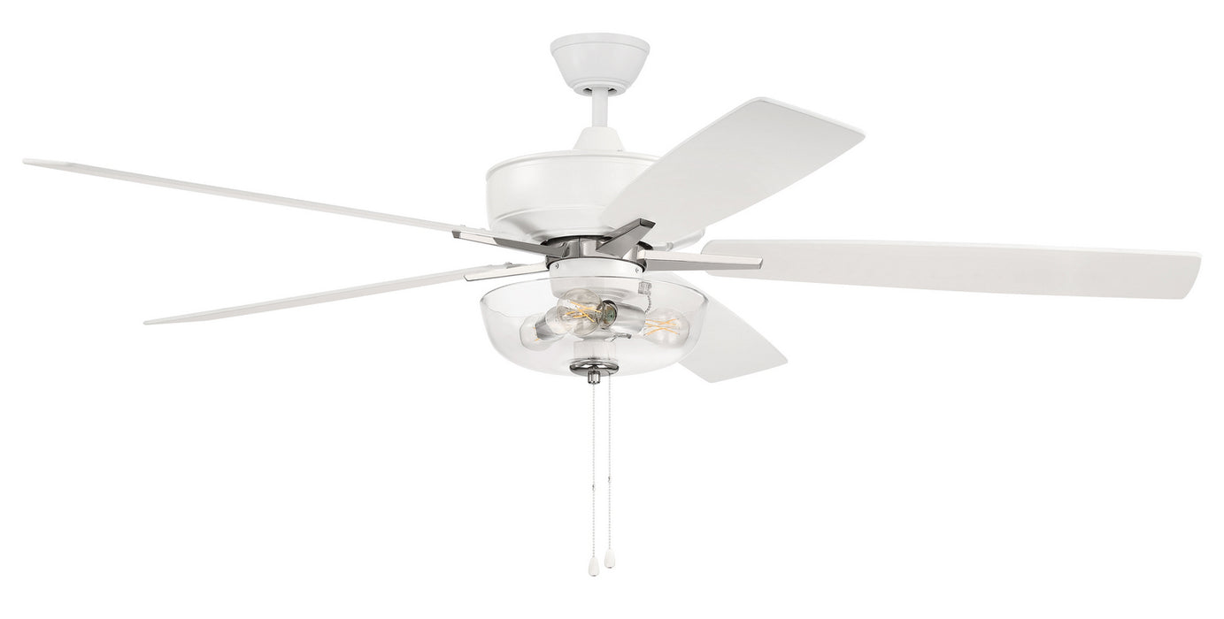Craftmade S101WPLN5-60WWOK 60"Ceiling Fan, White/Polished Nickel