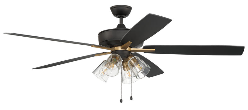Craftmade S104FBSB5-60BWNFB 60"Ceiling Fan, Flat Black/Satin Brass