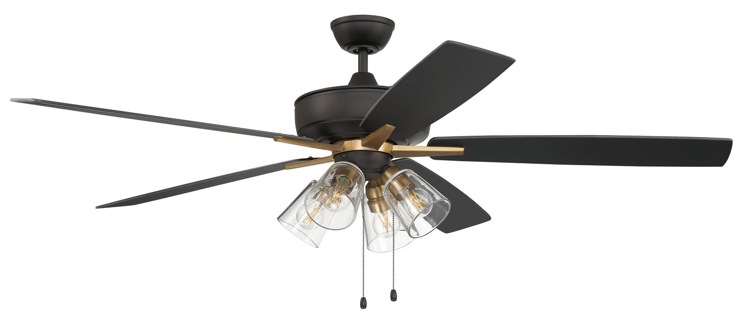Craftmade S104FBSB5-60BWNFB 60"Ceiling Fan, Flat Black/Satin Brass