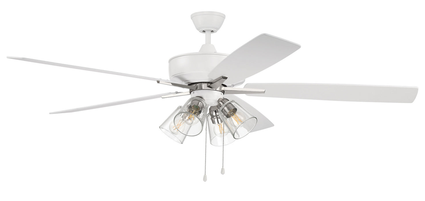 Craftmade S104WPLN5-60WWOK 60"Ceiling Fan, White/Polished Nickel