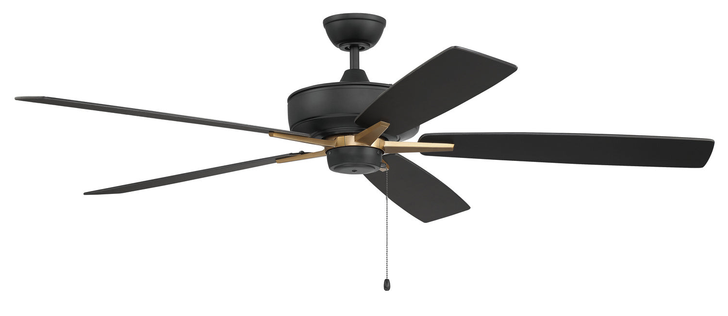 Craftmade S60FBSB5-60BWNFB 60"Ceiling Fan, Flat Black/Satin Brass