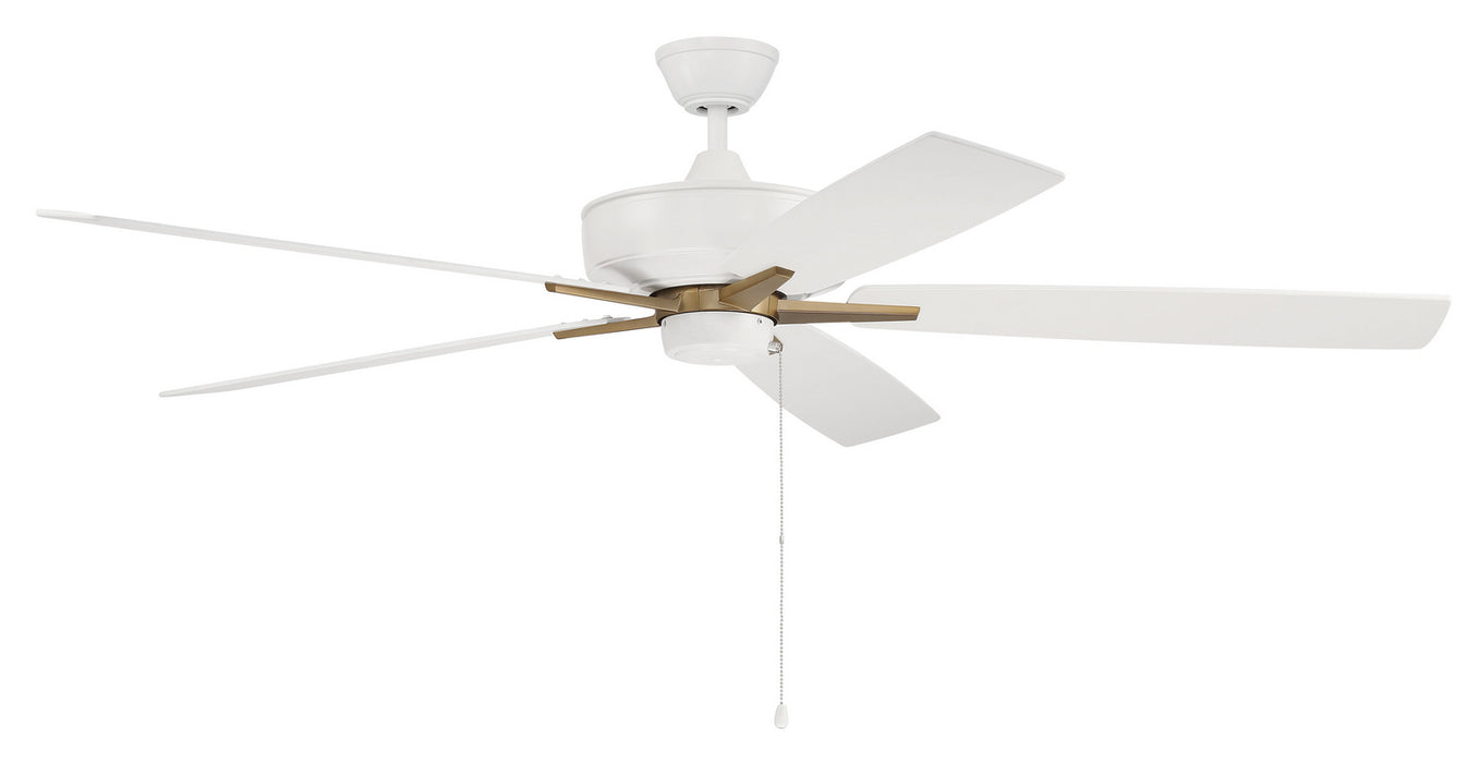 Craftmade S60WSB5-60WWOK 60"Ceiling Fan, White/Satin Brass