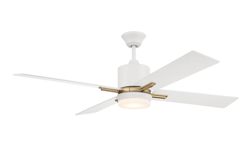 Craftmade TEA52WSB4 52"Ceiling Fan, White/Satin Brass
