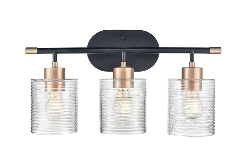 Millennium 9413-MB/MG Three Light Vanity, Matte Black Modern Gold