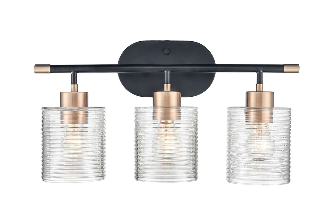 Millennium 9413-MB/MG Three Light Vanity, Matte Black Modern Gold