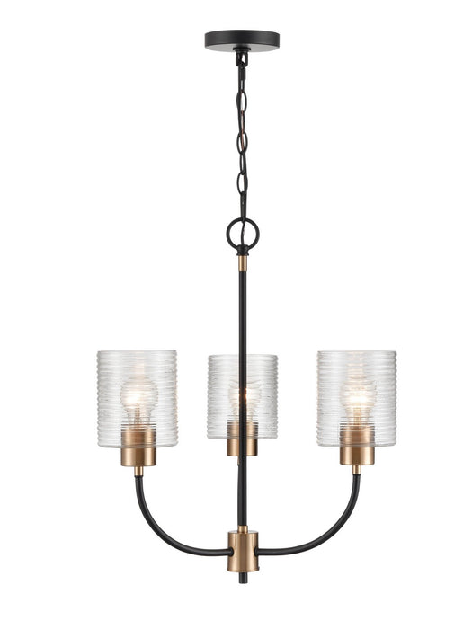 Millennium 9423-MB/MG Three Light Chandelier, Matte Black Modern Gold