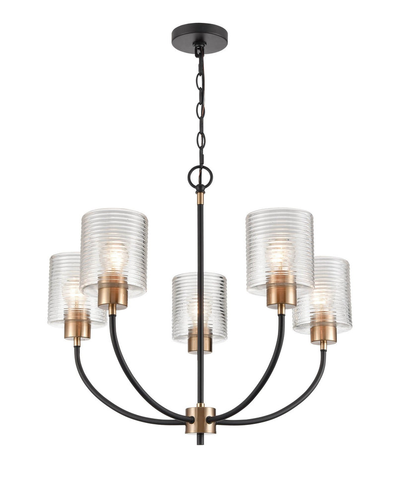 Millennium 9425-MB/MG Five Light Chandelier, Matte Black Modern Gold