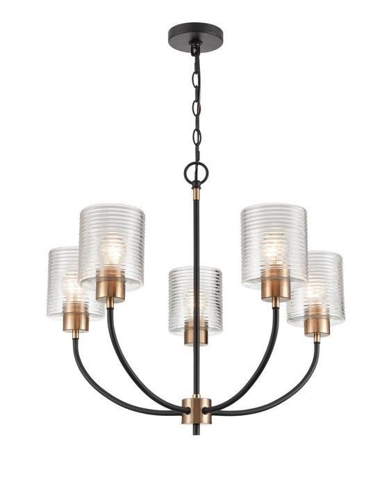 Millennium 9425-MB/MG Five Light Chandelier, Matte Black Modern Gold