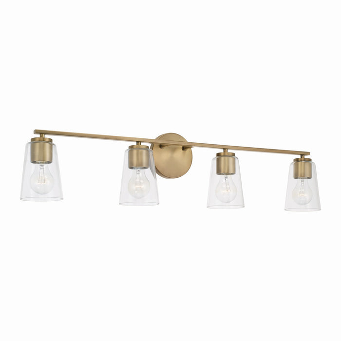 Capital Lighting 148641AD-537 Four Light Vanity, Aged Brass