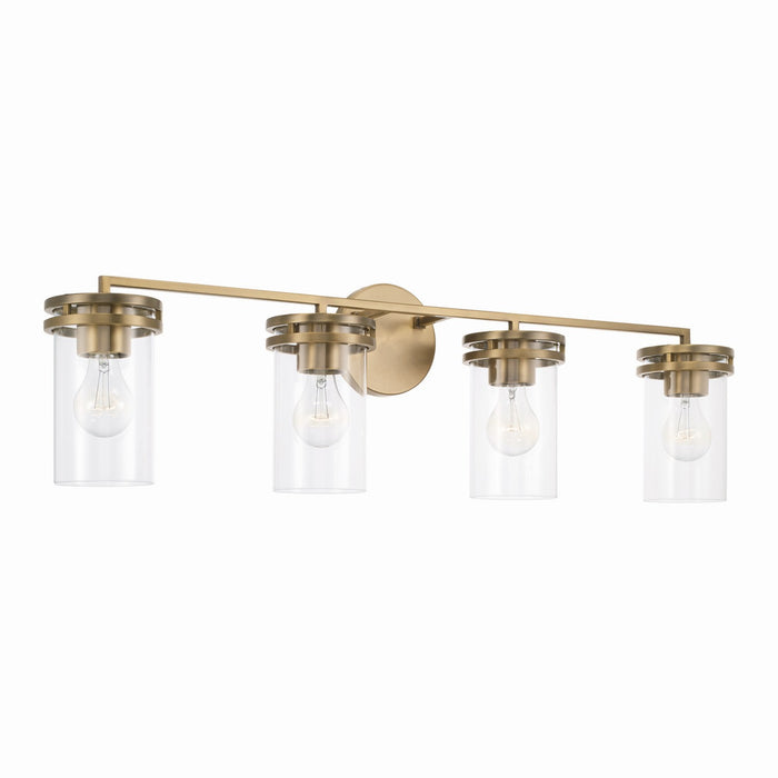 Capital Lighting 148741AD-539 Four Light Vanity, Aged Brass