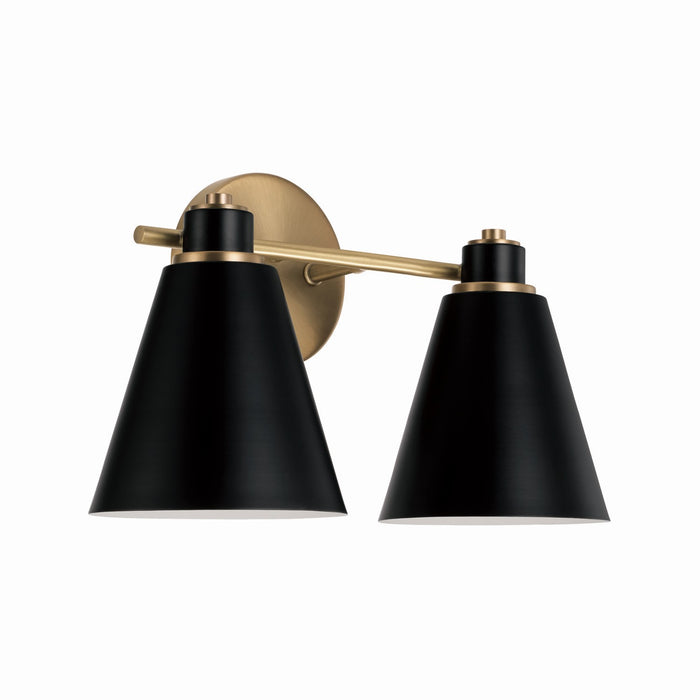 Capital Lighting 150121AB Two Light Vanity, Aged Brass and Black
