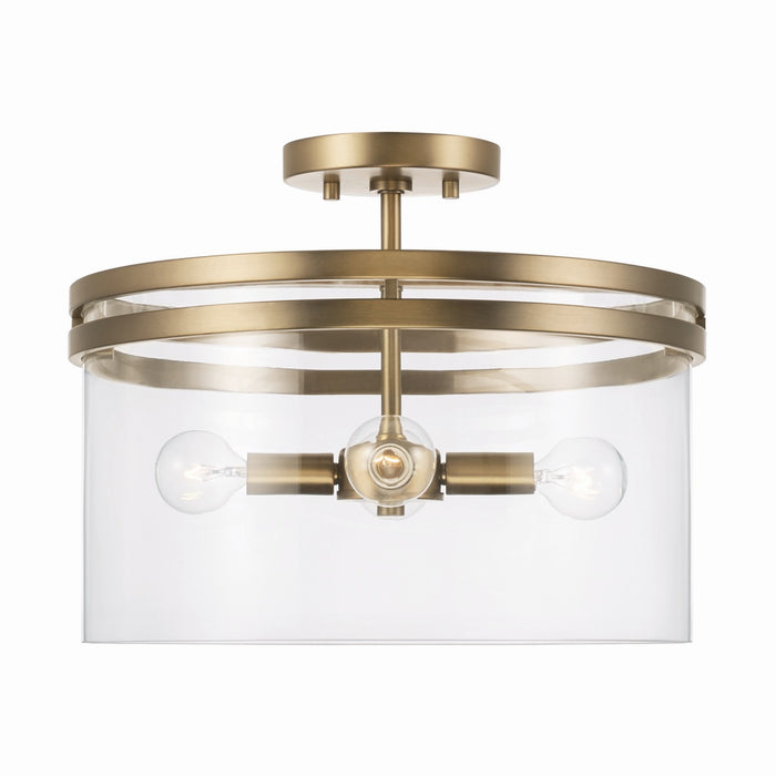 Capital Lighting 248741AD Four Light Dual Mount Semi Flush/Pendant, Aged Brass