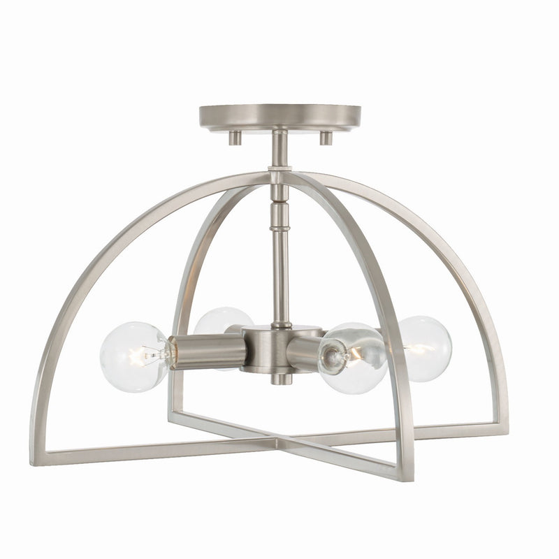 Capital Lighting 248841BN Four Light Dual Mount Semi Flush/Pendant, Brushed Nickel