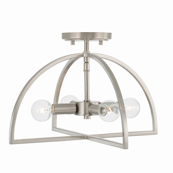 Capital Lighting 248841BN Four Light Dual Mount Semi Flush/Pendant, Brushed Nickel