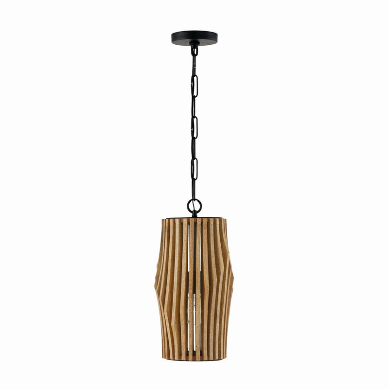 Capital Lighting 344613WK One Light Pendant, Light Wood and Matte Black