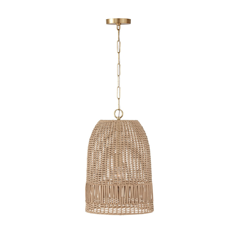 Capital Lighting 347512MA One Light Pendant, Matte Brass