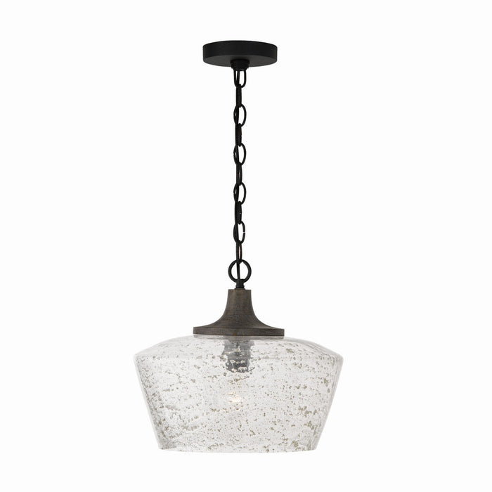 Capital Lighting 347611CK One Light Pendant, Carbon Grey and Black Iron