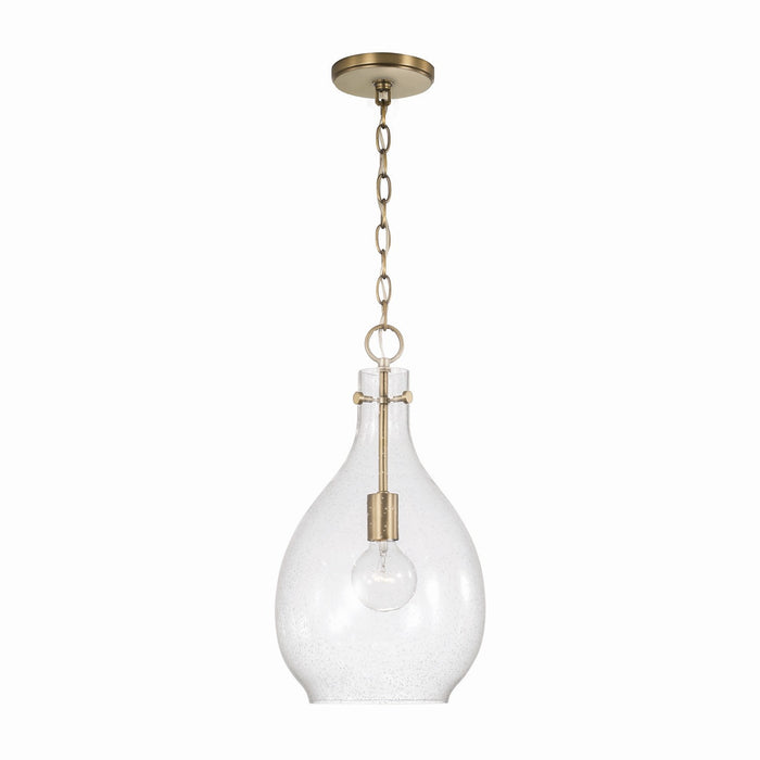 Capital Lighting 349011AD One Light Pendant, Aged Brass