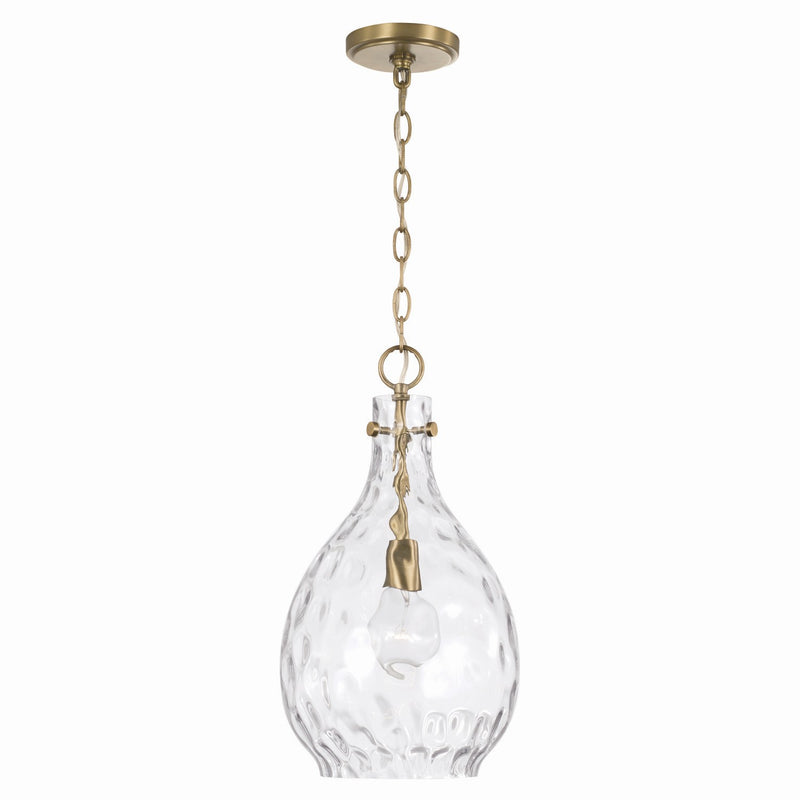 Capital Lighting 349012AD One Light Pendant, Aged Brass