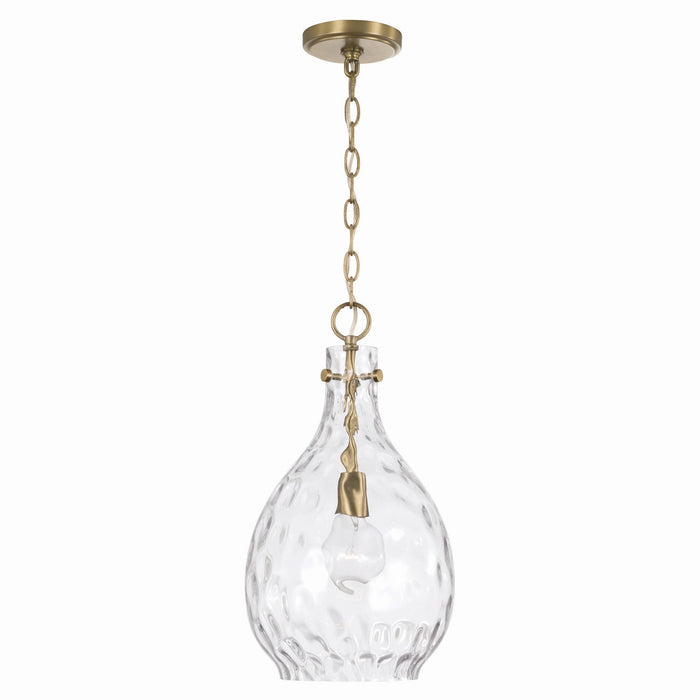 Capital Lighting 349012AD One Light Pendant, Aged Brass