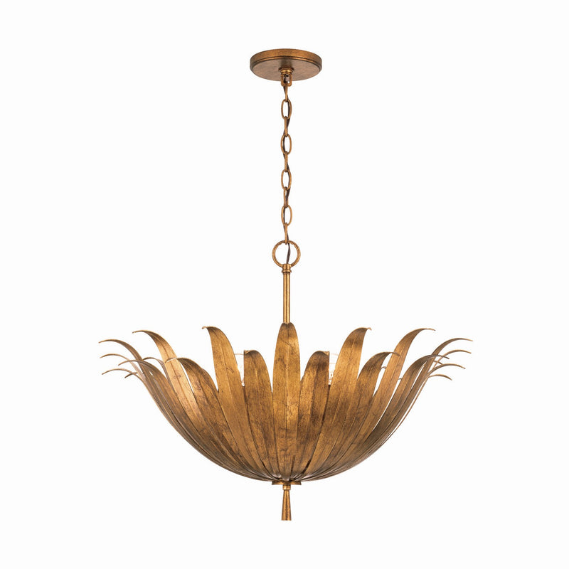 Capital Lighting 349541AG Four Light Pendant, Antique Gold
