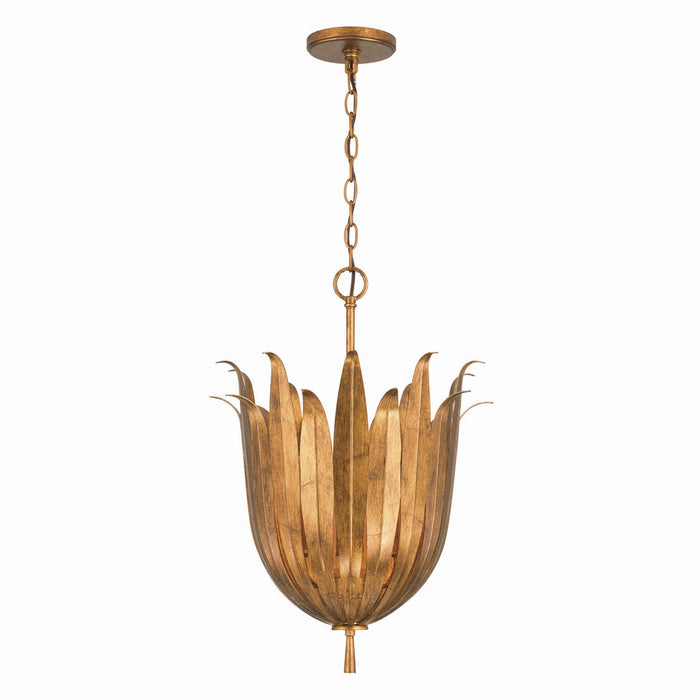 Capital Lighting 349542AG Four Light Pendant, Antique Gold