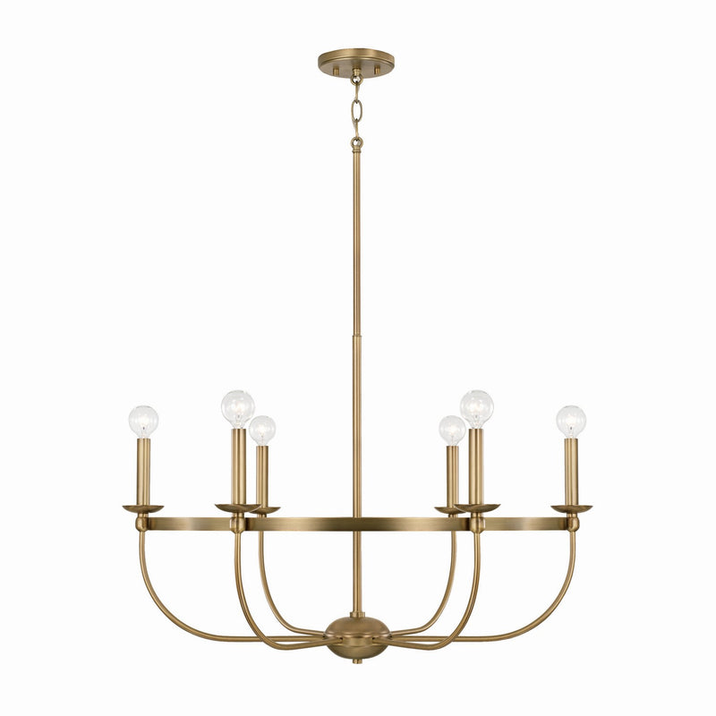 Capital Lighting 425161AD Six Light Chandelier, Aged Brass