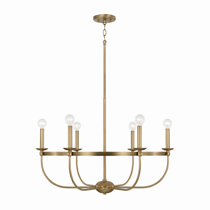 Capital Lighting 425161AD Six Light Chandelier, Aged Brass
