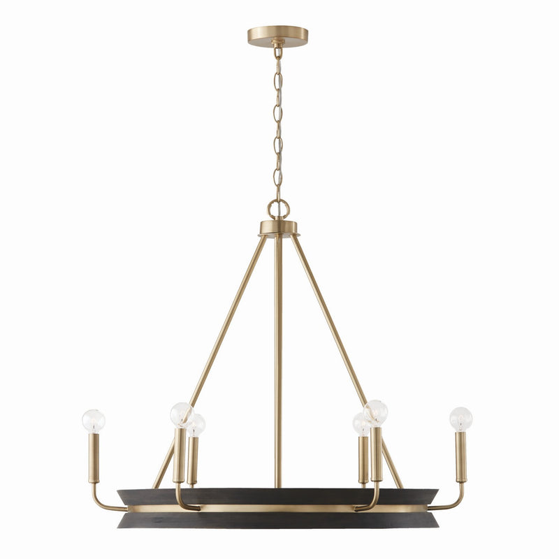 Capital Lighting 447361KR Six Light Chandelier, Black Stain and Matte Brass