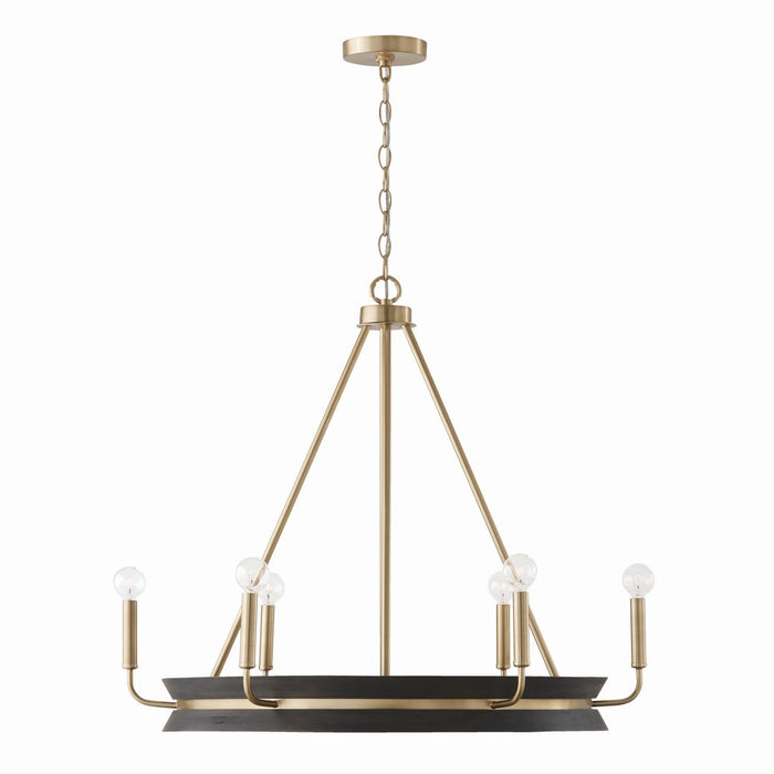 Capital Lighting 447361KR Six Light Chandelier, Black Stain and Matte Brass