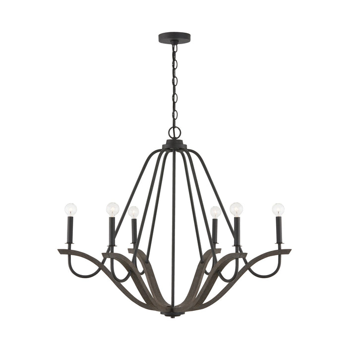 Capital Lighting 447661CK Six Light Chandelier, Carbon Grey and Black Iron