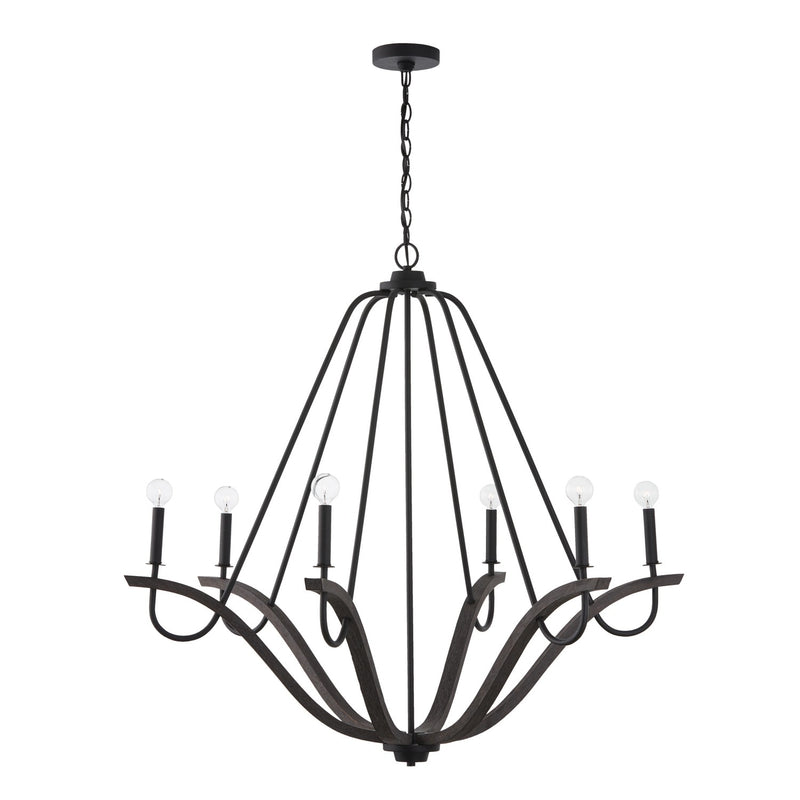 Capital Lighting 447662CK Six Light Chandelier, Carbon Grey and Black Iron