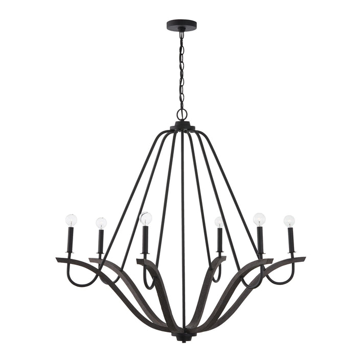 Capital Lighting 447662CK Six Light Chandelier, Carbon Grey and Black Iron