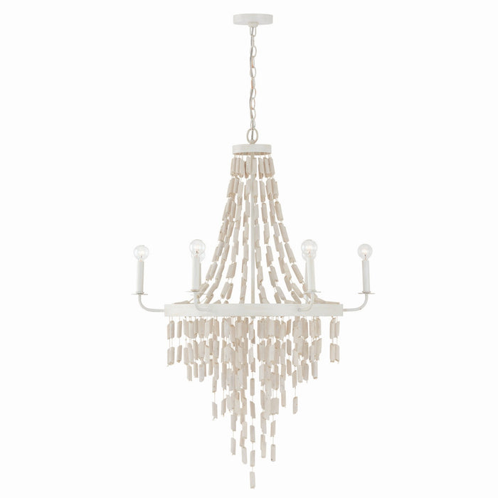 Capital Lighting 447761OW Six Light Chandelier, Organic White