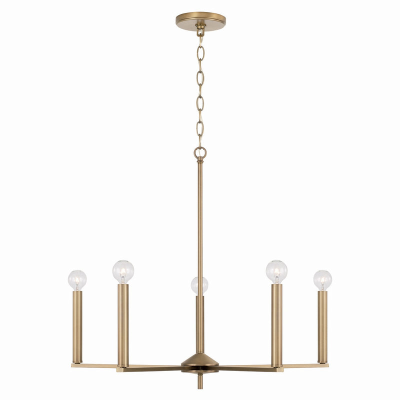 Capital Lighting 448651AD Five Light Chandelier, Aged Brass
